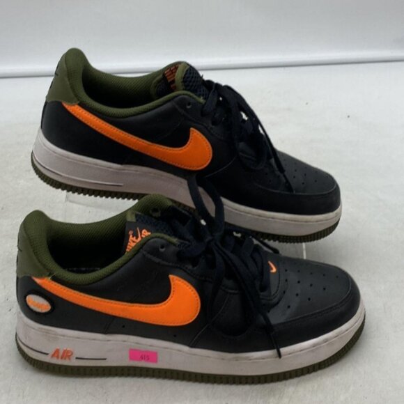 Nike Men's Air Force 1 Hoops Total Black/Orange Leather Sneaker Athletic Shoe 7